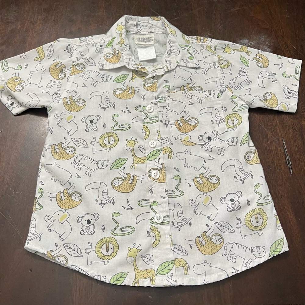 Kids Animal Print Button Down Shirt